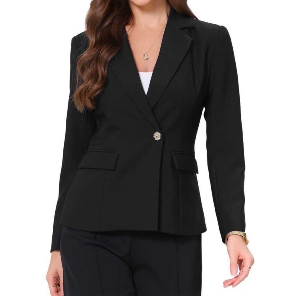 Women Blazers Long Sleeve Work Office Suit Jackets Black